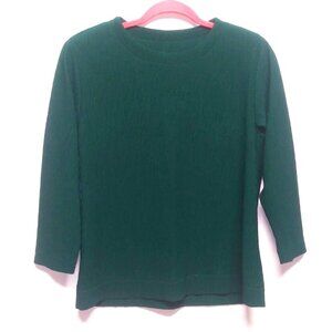 VTG Bon Worth Top blouse Womens L/XL Forest-Green pullover stretch long sleeve